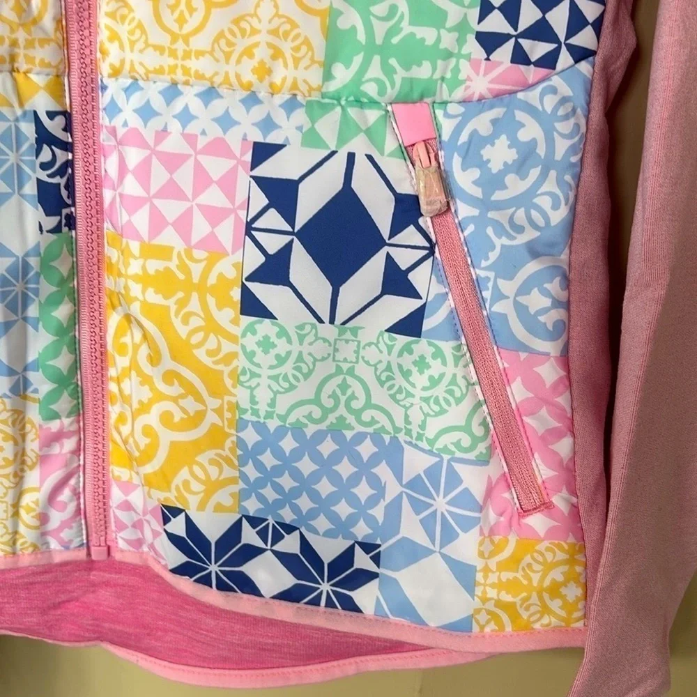 Brand New RLX Ralph Lauren Pink Pastel Patchwork Zip Up Golf Jacket